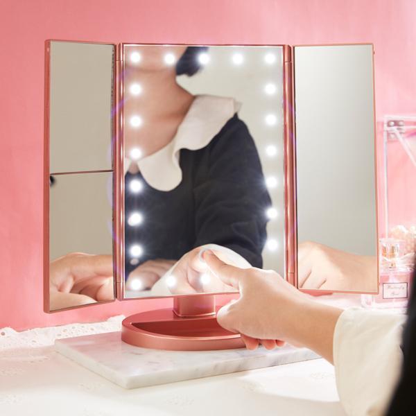 Miroir de maquillage LED à trois volets