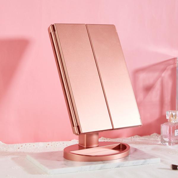 Miroir de maquillage LED à trois volets