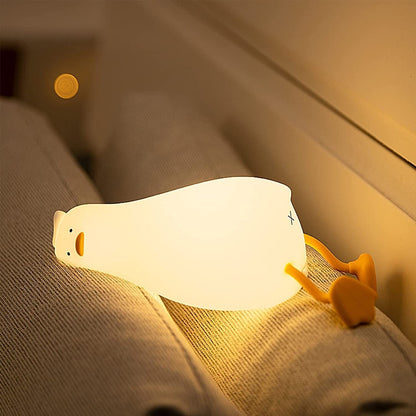 Lying Flat Duck Night Light Silicone Pat Lamp Cartoon Cute Children Nightlights