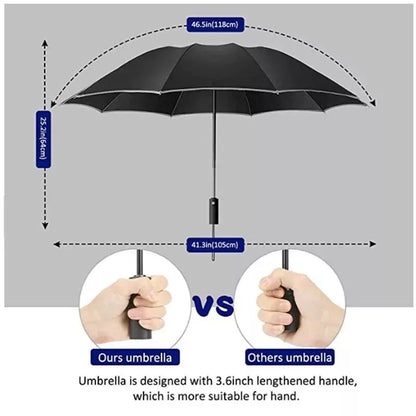 Inverted Windproof Folding Reverse Auto Umbrella with Reflective Stripe 10 Ribs