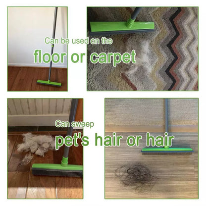 Pet Hair Removal Mop,Rubber Broom with Squeegee for Carpet Pet Hair Remover