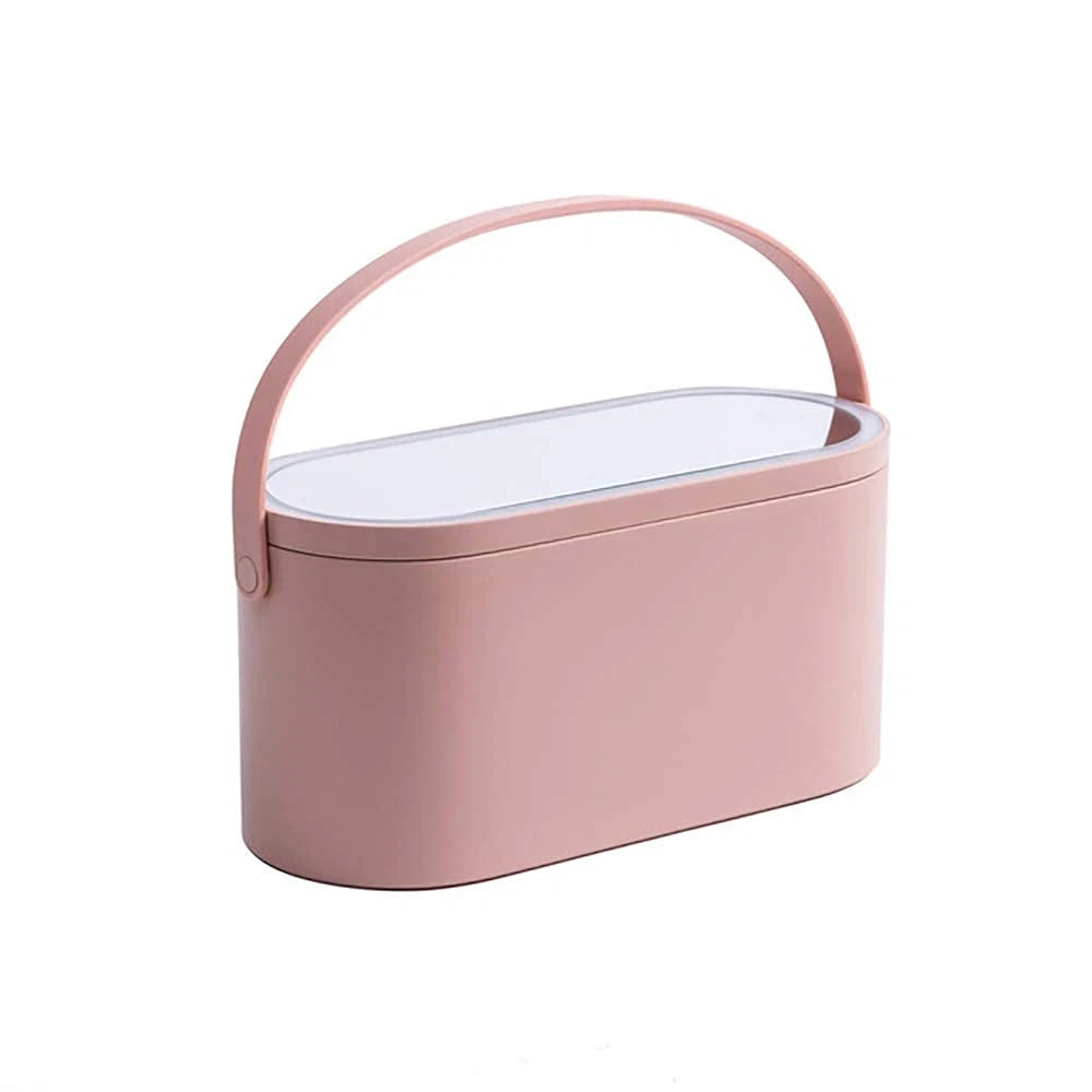 DESAFIONA  Travel Portable Makeup Organizer Box with LED Light Mirror