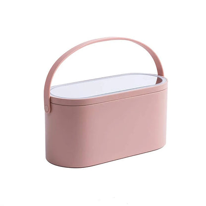 DESAFIONA  Travel Portable Makeup Organizer Box with LED Light Mirror