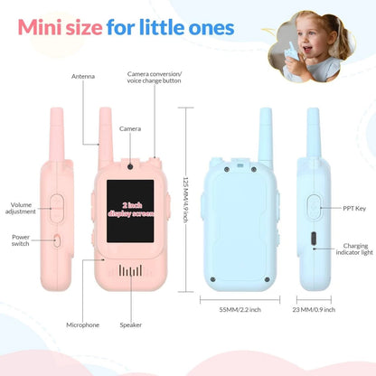 2 PACK Rechargeable Video Walkie Talkies for Ages 3-12 Camping Hiking Toys