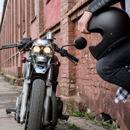 Motorbike LED Skull Headlight Lamp 12v Retro Head Light Custom Front Head Light