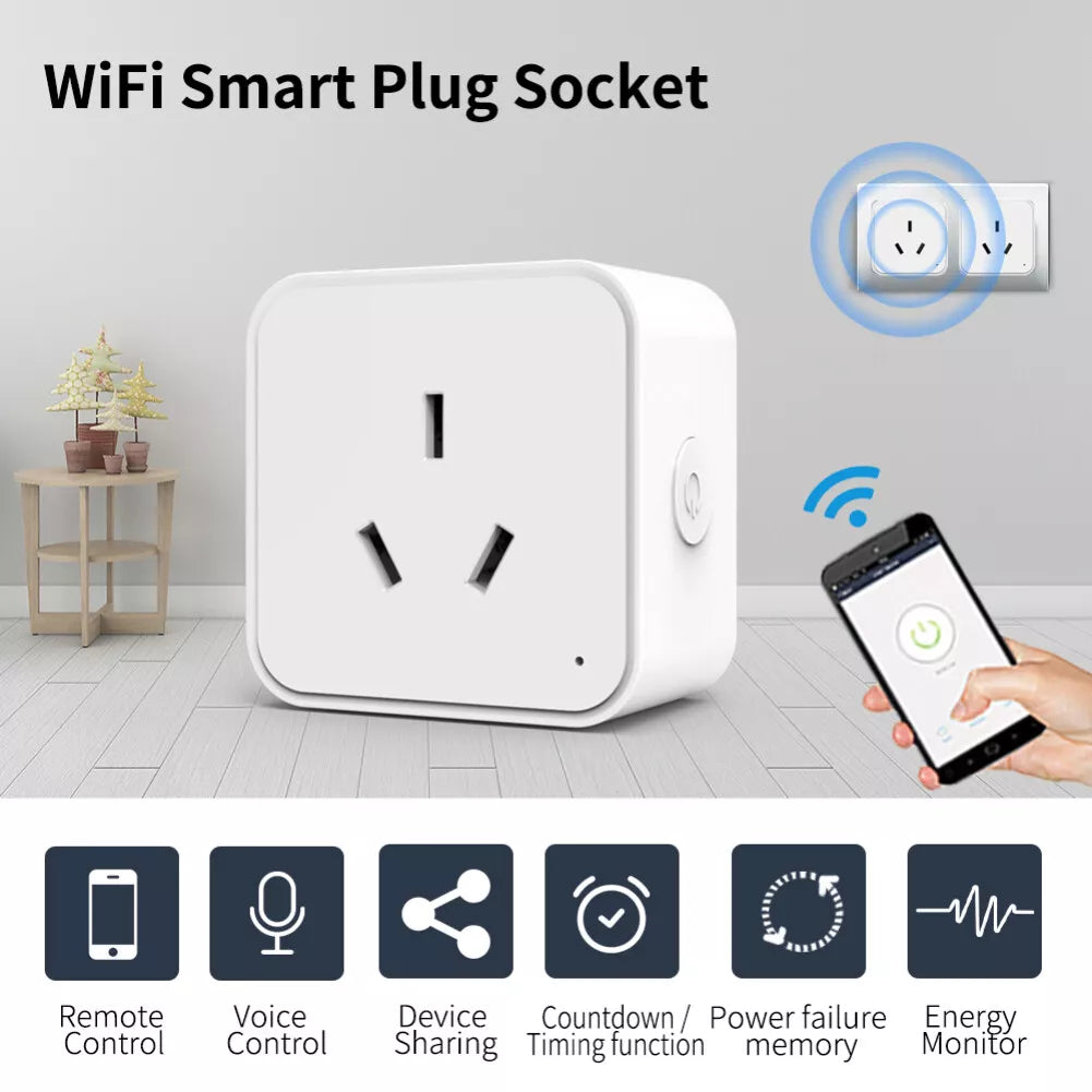 WiFi Smart Plug-Steckdose mit APP-Steuerung, funktioniert mit Alexa und Google