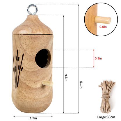 Humming Bird Houses for Outside Hanging,Wooden Hummingbird Nest for Garden