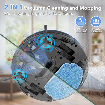 Smart Robot Vacuum Cleaner and Mop, 5000Pa Suction for Hard Floors and Carpets