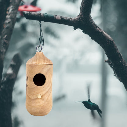 Humming Bird Houses for Outside Hanging,Wooden Hummingbird Nest for Garden