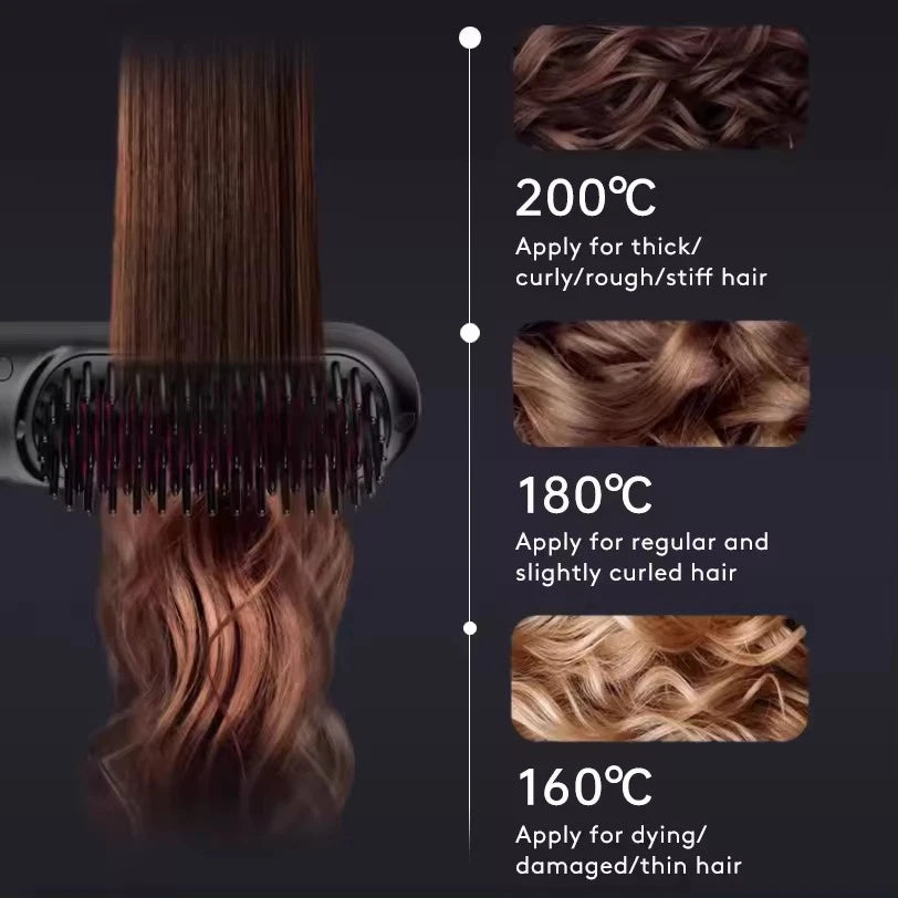 Portable Hair Straightener Brush AntiScald Hair Cordless Hair Straightener Brush
