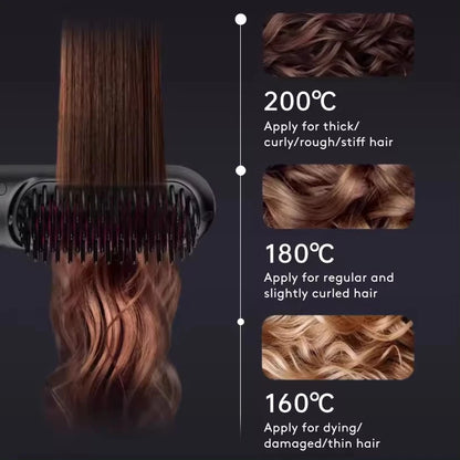 Portable Hair Straightener Brush AntiScald Hair Cordless Hair Straightener Brush