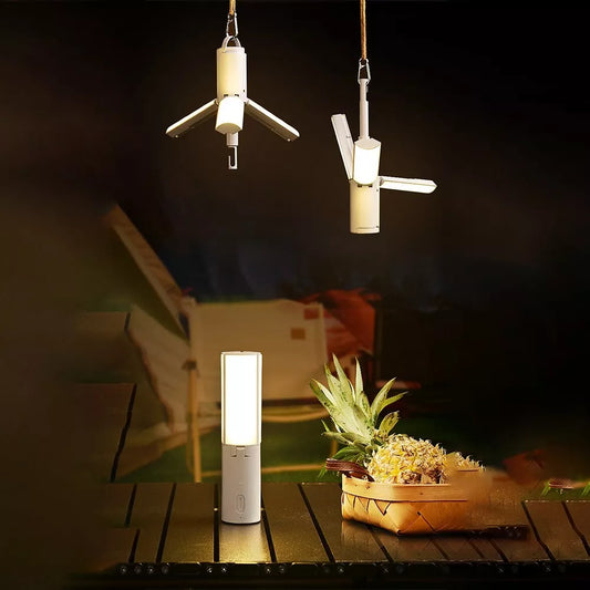 Multi-function Folding Camping Lantern with Adjustable Brightness and Angle Bulbs