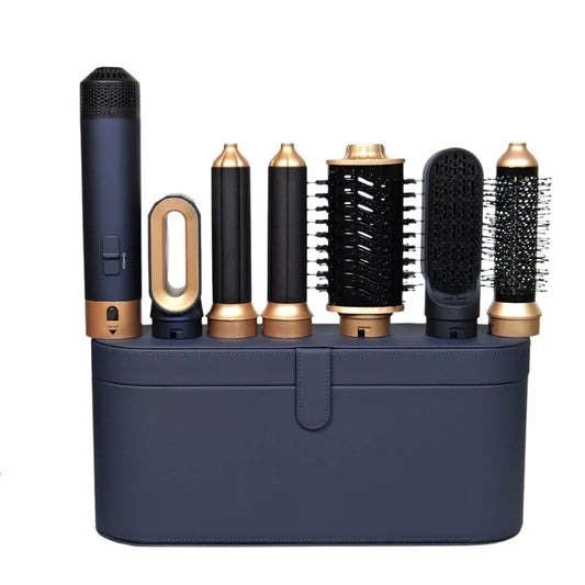 All in 1 Hair Styling Set – Hair Dryer, Straightener, Curling Iron & Hot Air Brush Combo 6 Pcs Set