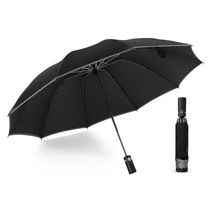 Inverted Windproof Folding Reverse Auto Umbrella with Reflective Stripe 10 Ribs