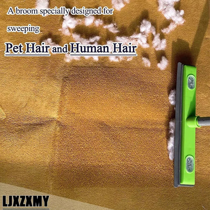 Pet Hair Removal Mop,Rubber Broom with Squeegee for Carpet Pet Hair Remover