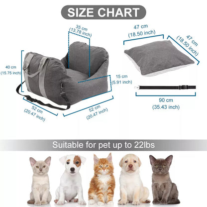 Car Seat for Small Dog/Cat Detachable&Washable Dog Car Booster Seat Carrier Bed