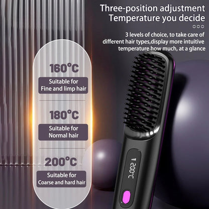 Portable Hair Straightener Brush AntiScald Hair Cordless Hair Straightener Brush