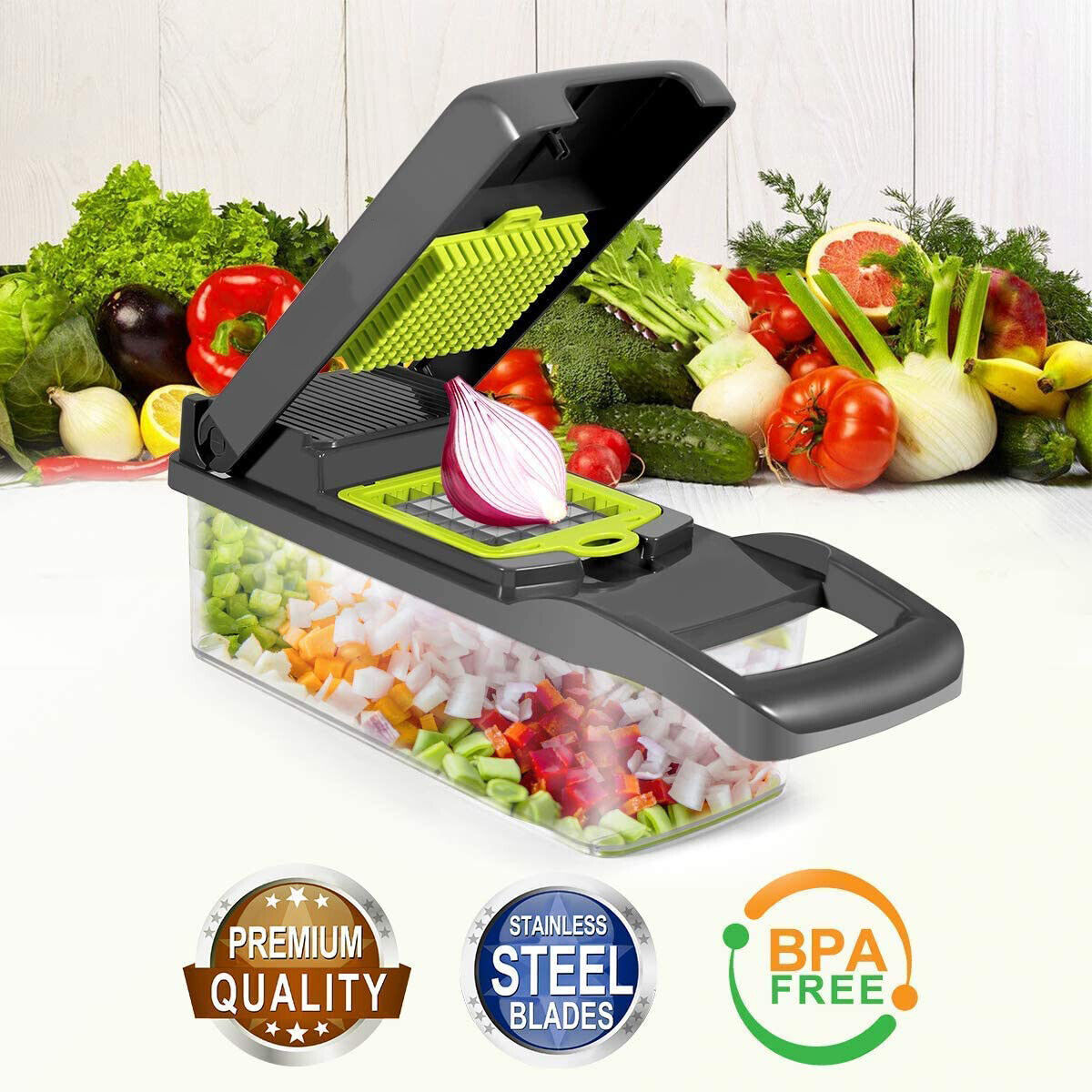 14-In-1 Vegetable Fruit Chopper Cutter Food Onion Veggie Dicer Slicer Kitchen