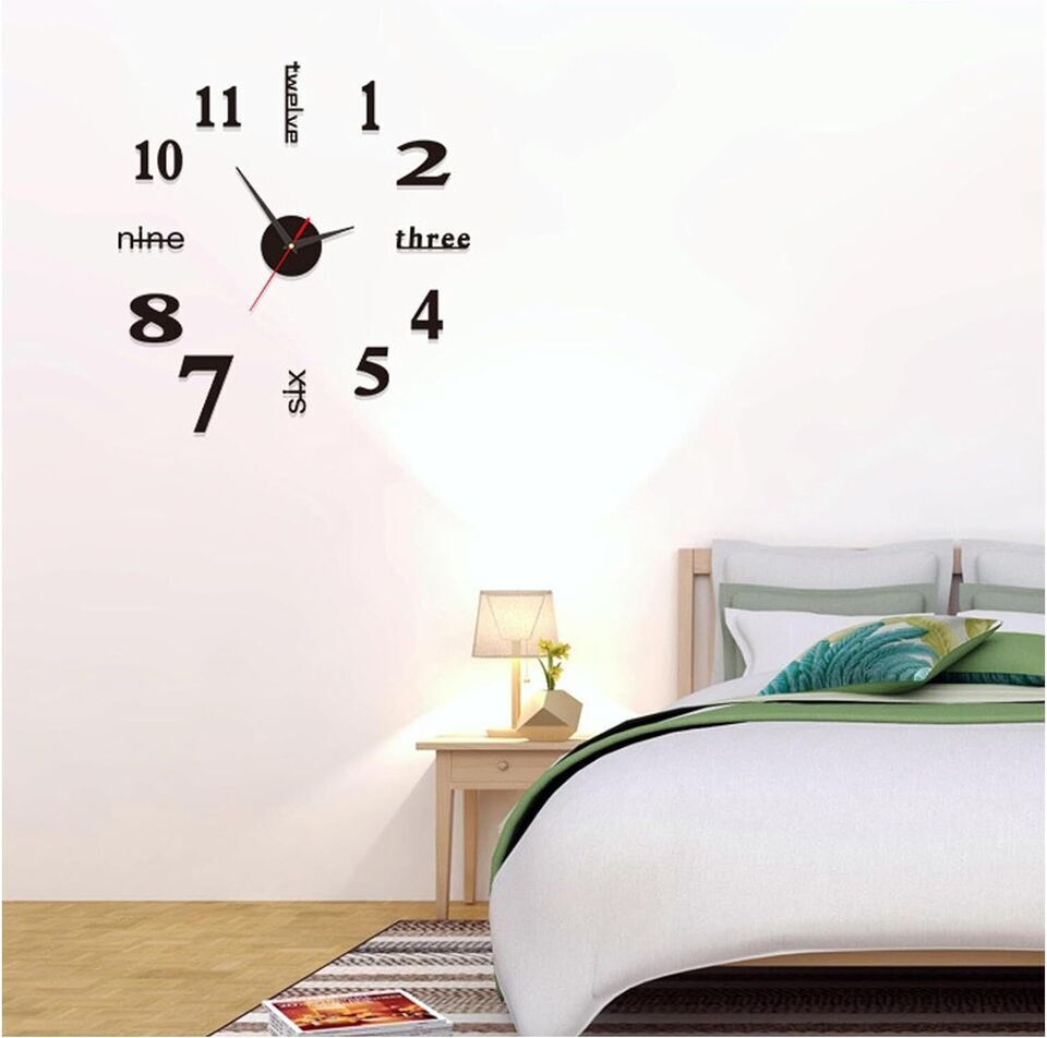 3D Wall Decal Decorative Clock,DIY Wall Clock