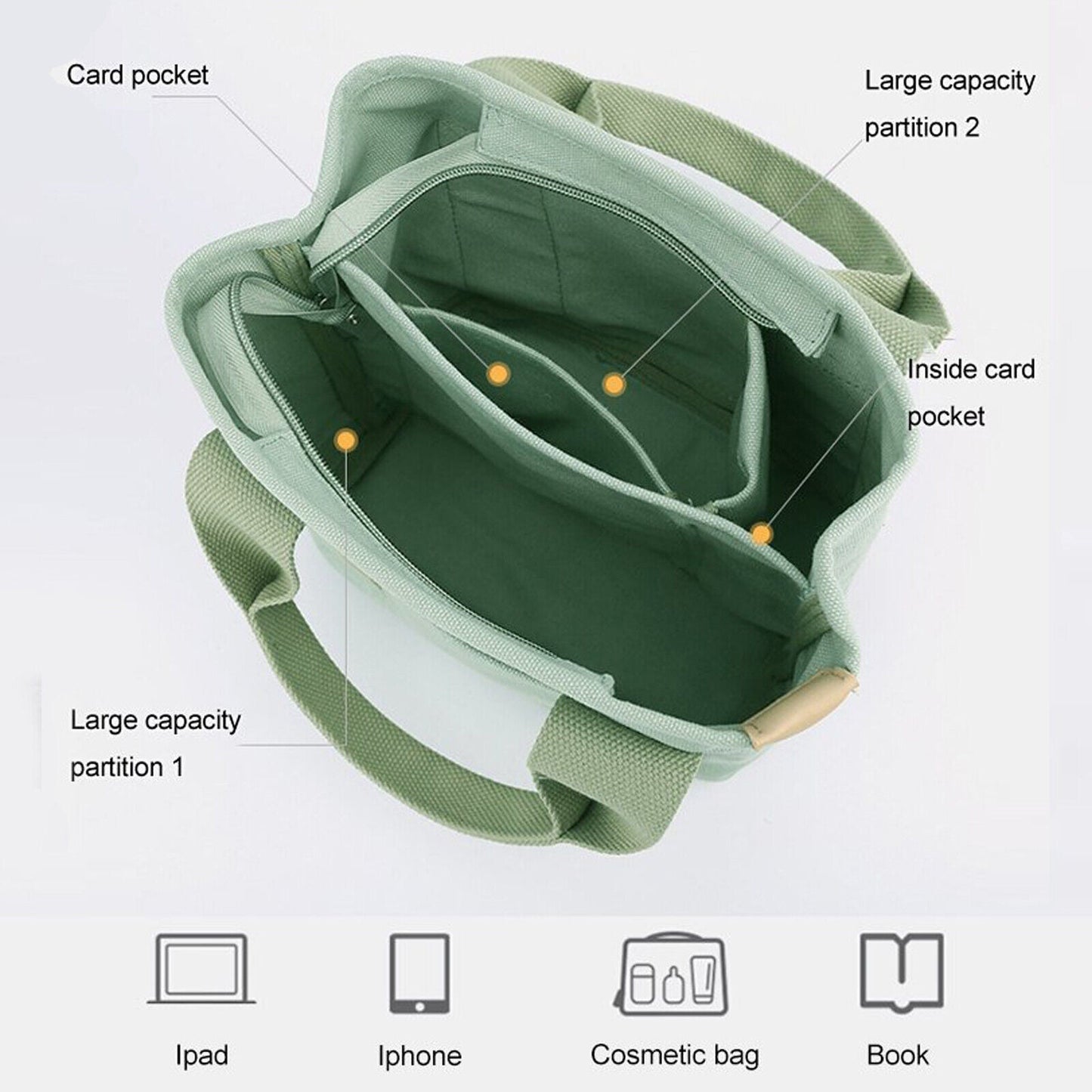 Sac à main japonais multi-poches de grande capacité