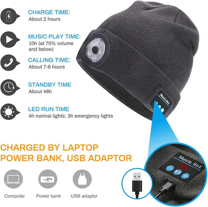 Bluetooth Music Beanie with Headlamp