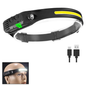 LED Sensor Headlamp Camping Search Light Head Flashlight