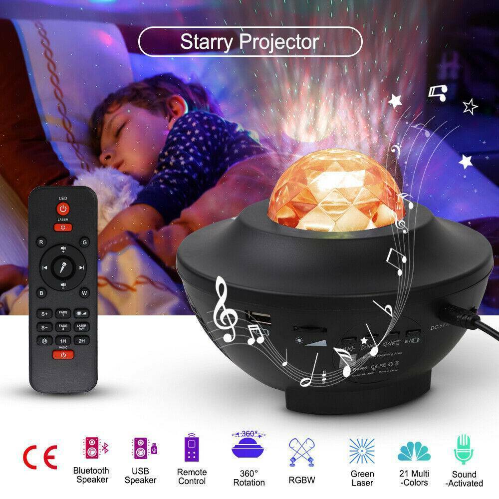 Veilleuse LED galaxie étoilée, lampe pour chambre de bébé, projecteur cadeau, océan, étoiles, ciel, fête 