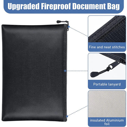 2000°F Fireproof Document money Bag Waterproof Fireproof safe Cash Pouch