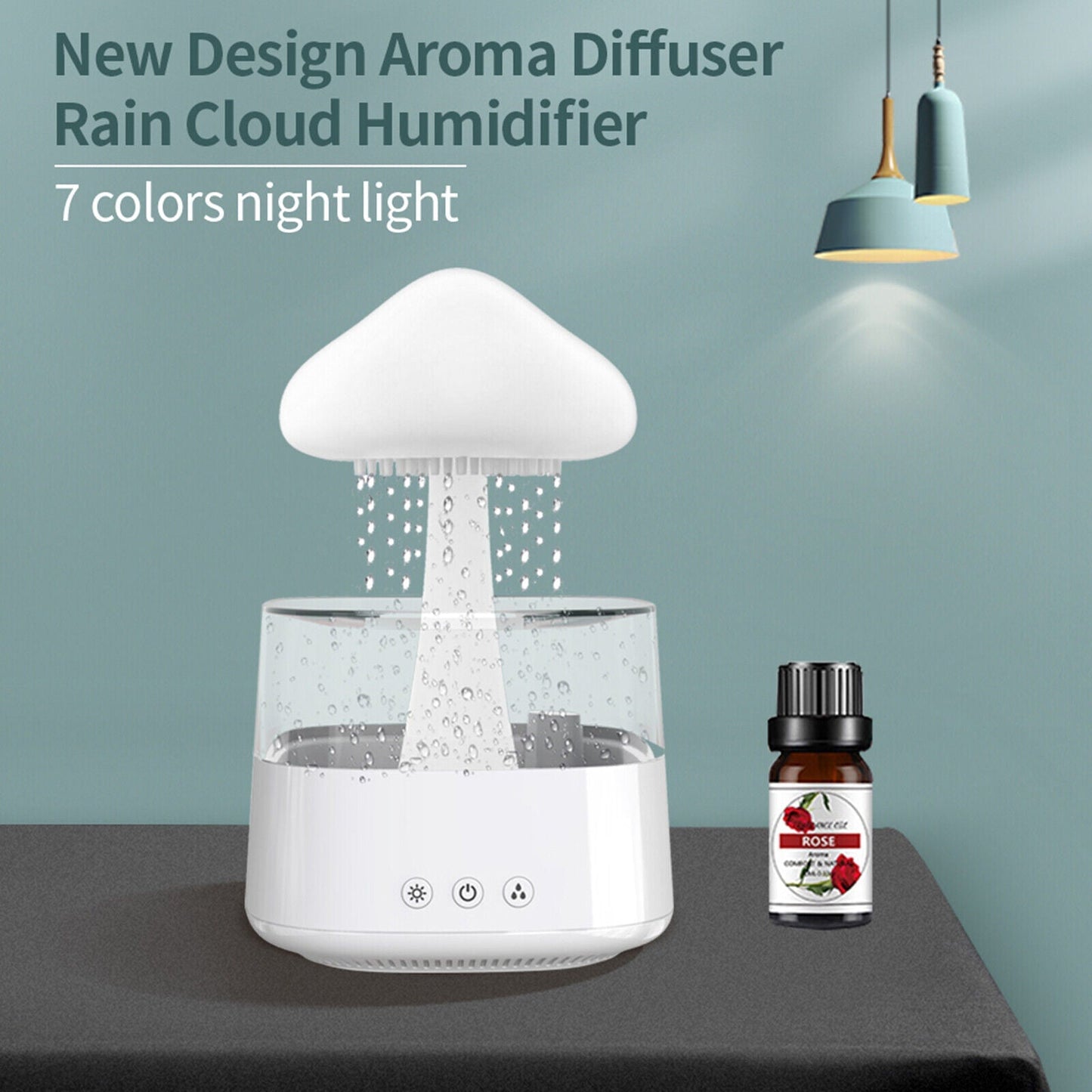 Humidificateur nuage de pluie, veilleuse, diffuseur d'huiles essentielles d'aromathérapie