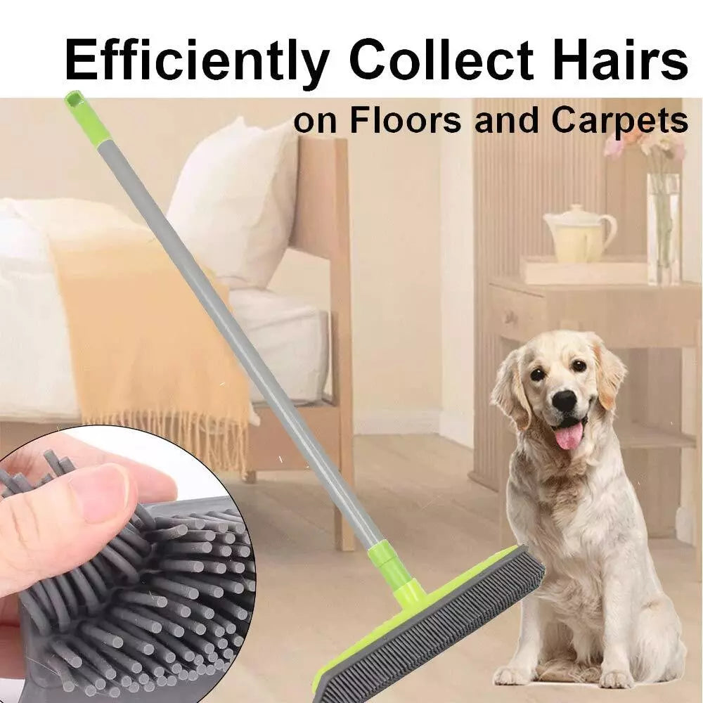 Pet Hair Removal Mop,Rubber Broom with Squeegee for Carpet Pet Hair Remover