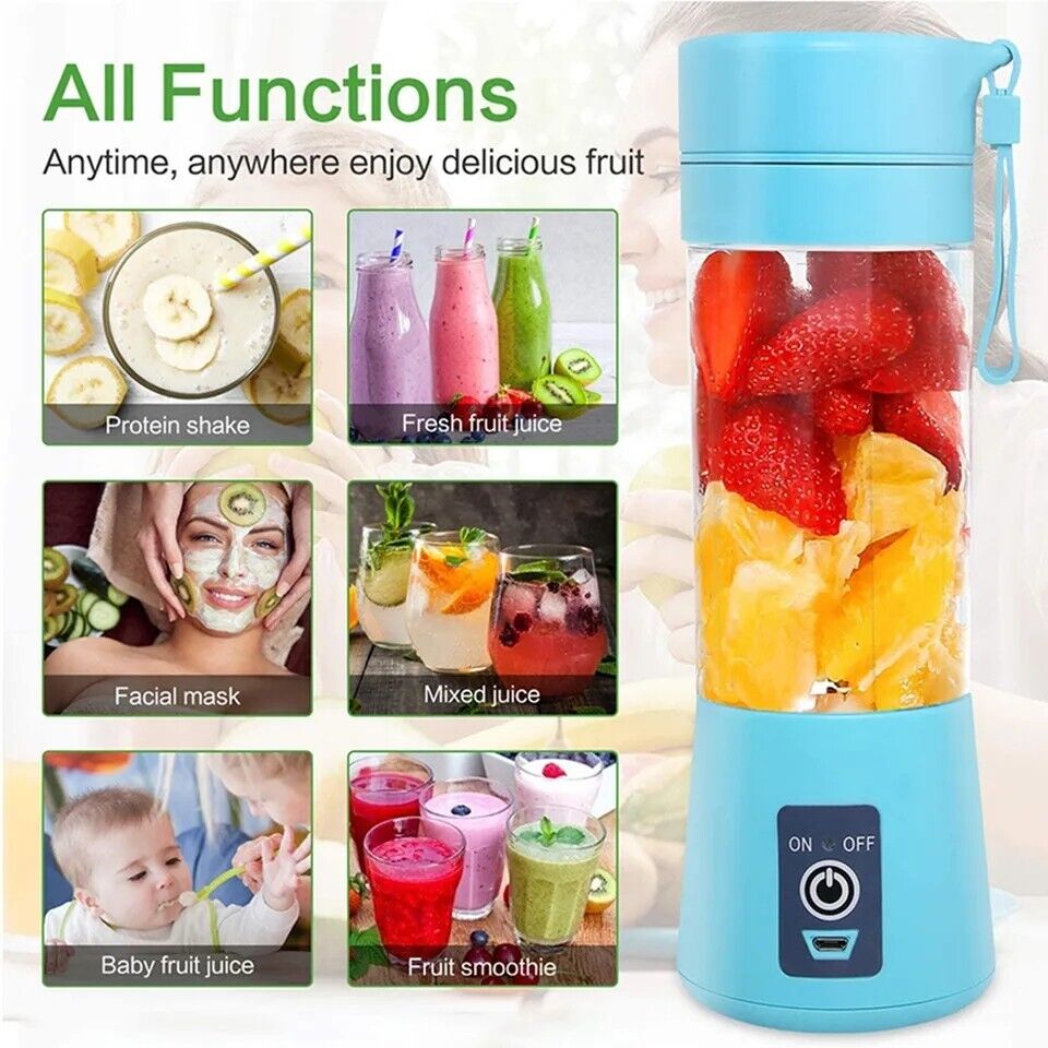 Portable Blender Juicer Cup USB Rechargeable Smoothies Mixer Fruit Machine