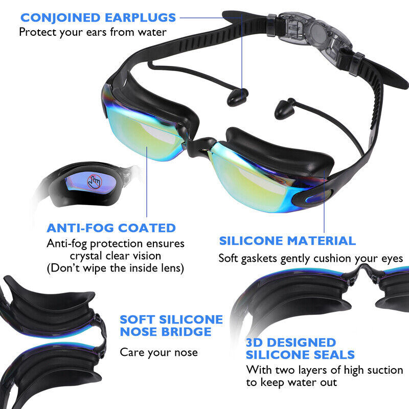 Lunettes de natation pour adultes, Vision claire HD, Anti-buée, Protection UV, lunettes de natation