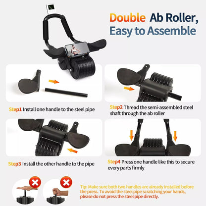 Elbow Support Rebound Abdominal Wheel -Ab Roller with Elbow Support for Core Workout