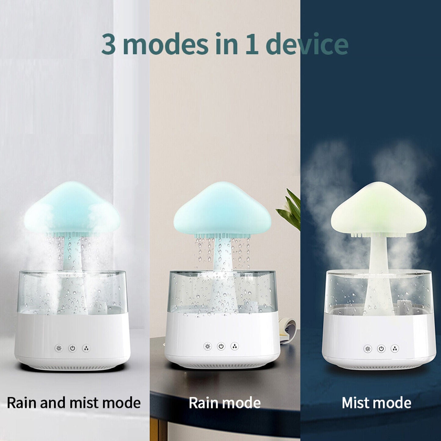 Humidificateur nuage de pluie, veilleuse, diffuseur d'huiles essentielles d'aromathérapie