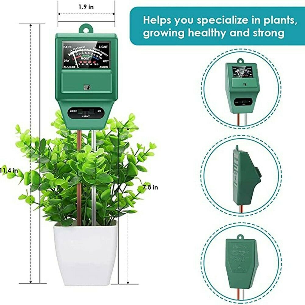 3 in 1 Soil Moisture PH Meter - Good for Gardener or Planter Indoor and Outdoors