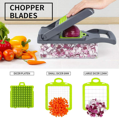 14-In-1 Gemüse Obst Chopper Cutter Lebensmittel Zwiebel Veggie Dicer Slicer Küche 