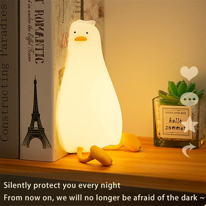 Lying Flat Duck Night Light Silicone Pat Lamp Cartoon Cute Children Nightlights