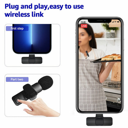 Professionelles drahtloses Lavaliermikrofon für Android und iPhone, Video-Vlog-Mikrofon