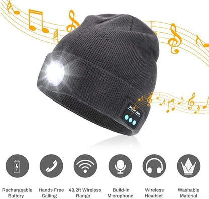 Bonnet musical Bluetooth avec lampe frontale 