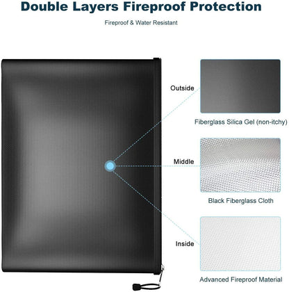 2000°F Fireproof Document money Bag Waterproof Fireproof safe Cash Pouch