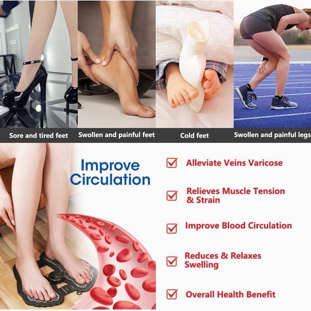 Electric EMS Foot Massager Leg Reshaping Pad Feet Muscle Stimulator Mat