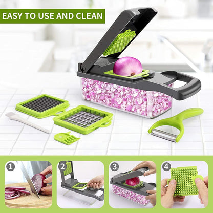 14-In-1 Vegetable Fruit Chopper Cutter Food Onion Veggie Dicer Slicer Kitchen