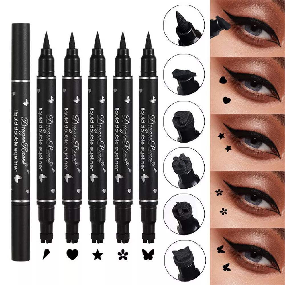 2 in 1 Flüssiger wasserfester Eyeliner Stempelstift Augen Make-up Kit