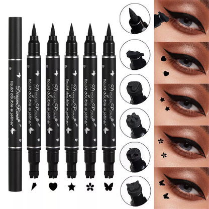 2 In 1 Liquid Waterproof Eyeliner Stamp Pen Eye Makeup Kit