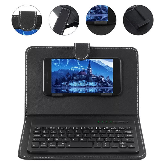 Mini Portable Leather Wireless Bluetooth Keyboard for iPhone Android Smartphone