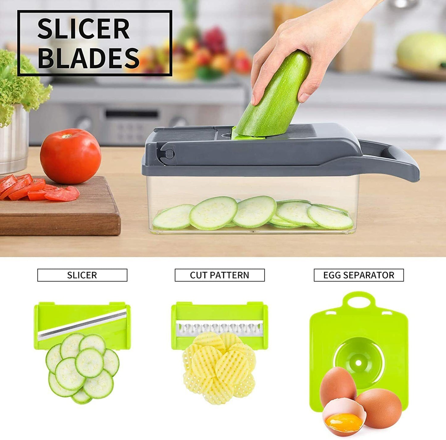 14-In-1 Gemüse Obst Chopper Cutter Lebensmittel Zwiebel Veggie Dicer Slicer Küche 