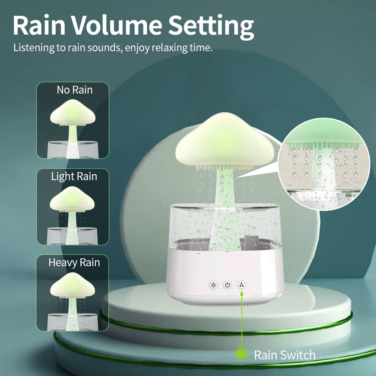 Humidificateur nuage de pluie, veilleuse, diffuseur d'huiles essentielles d'aromathérapie