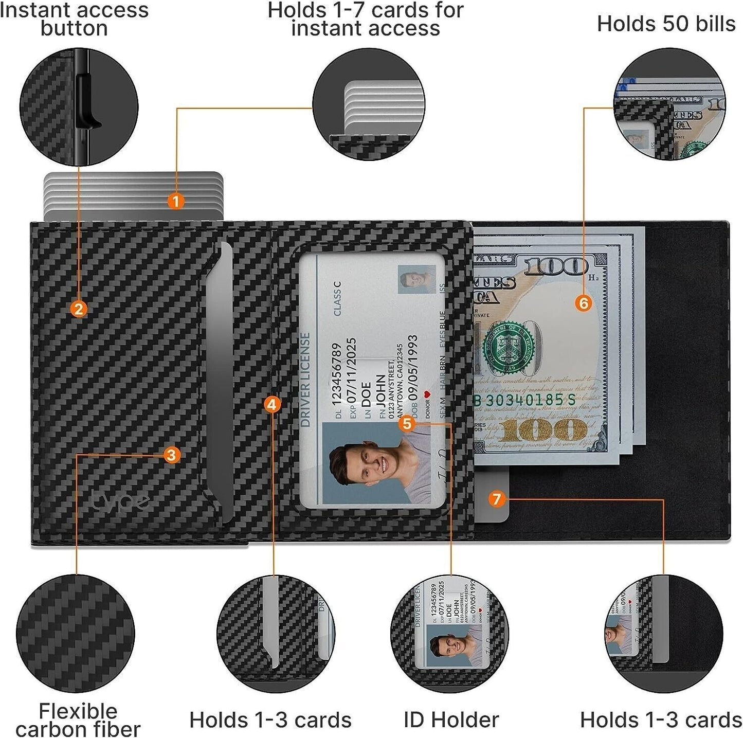 Carbon Fiber RFID ID Kreditkartenhalter für Airtag Wallet Mini Cards Geldbörse 