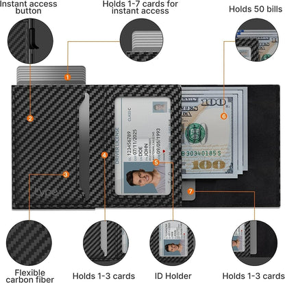 Porte-carte de crédit RFID en Fiber de carbone, pour portefeuille Airtag, Mini porte-cartes