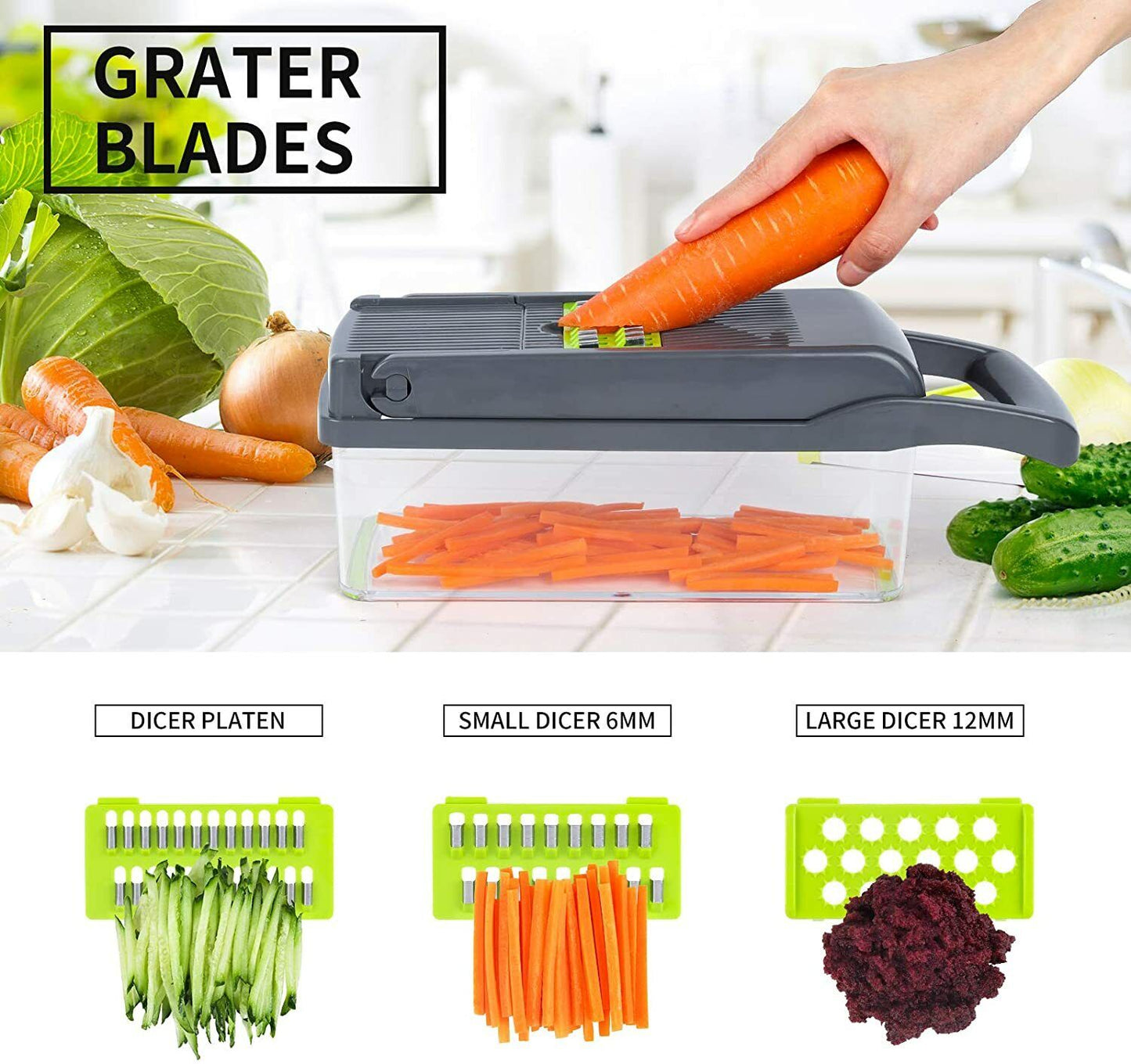 14-In-1 Gemüse Obst Chopper Cutter Lebensmittel Zwiebel Veggie Dicer Slicer Küche 